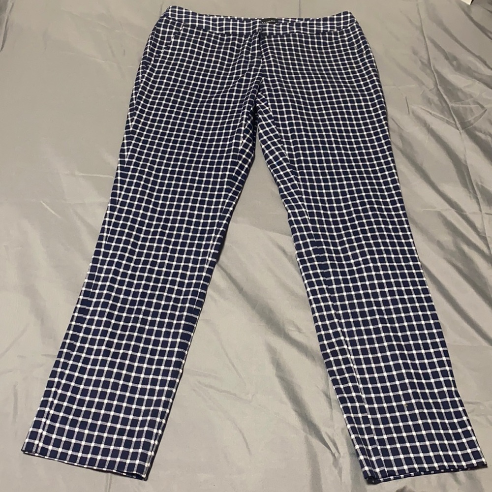 NWT AMANDA & CHELSEA BLUE PLAID PANTS SIZE 0